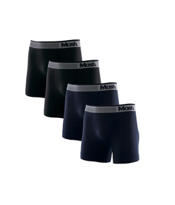 Kit 4 Cuecas Boxer Sem Costura Mash (710.01) Preto/Azul