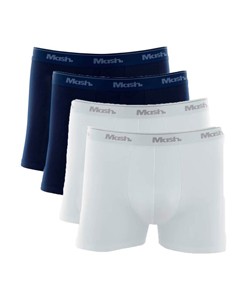 Kit 4 Cuecas Boxer Algodão Mash Basic (170.26) Marinho/Branco
