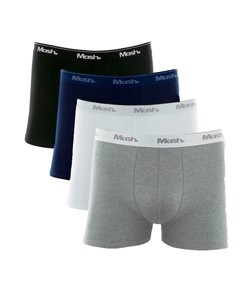 Kit 4 Cuecas Boxer Algodão Mash Basic (170.26) Marinho/Branco/Preto/Cinza
