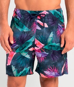Short Praia Masculino Folhagem Plus Size Mash (615.13) - Azul Escuro