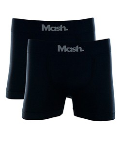 Kit 2 Cuecas Boxer Sem Costura Mash (711.01) Preto/Preto