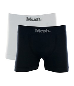 Kit 2 Cuecas Boxer Sem Costura Mash (711.01) Preto/Branco
