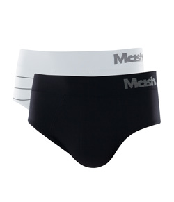 Kit 2 Cuecas Slip Sem Costura Mash (711.03) Branco Listrado/Preto