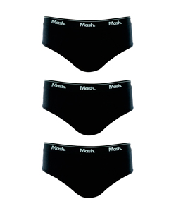 Kit 3 Cuecas Slip 100% Algod�o Mash - Preto