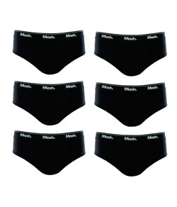 Kit 6 Cuecas Slip 100% Algod�o Mash - Preto
