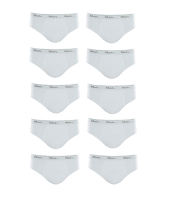Kit 10 Cuecas Slip 100% Algod�o Mash - Branco