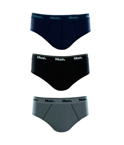 Kit 3 Cuecas Slip 100% Algod�o Mash - Azul/Preto/Cinza