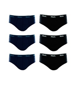 Kit 6 Cuecas Slip 100% Algod�o Mash - Azul/Preto