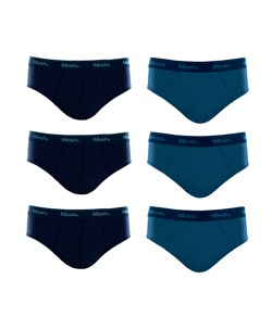 Kit 6 Cuecas Slip 100% Algod�o Mash - Azul