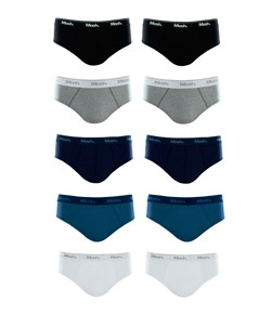 Kit 10 Cuecas Slip 100% Algod�o Mash - Azul/Preto/Branco/Cinza
