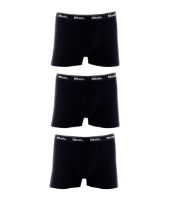 Kit 3 Cuecas Boxer Cotton/Algodão Mash - Preto