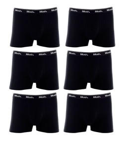 Kit 6 Cuecas Boxer Cotton/Algodão Mash - Preto