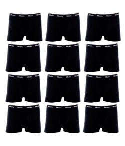 Kit 12 Cuecas Boxer Cotton/Algodão Mash - Preto
