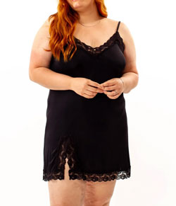 Camisola Curta Preta com Fenda Maví (810-1003) Liganete - Plus Size