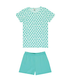 Pijama Feminino Curto Folhas Malwee (1000090001) 100% Algodão