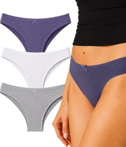 Kit 3 Calcinhas Malwee Algod�o (1000090635) Roxo/Branco/Cinza