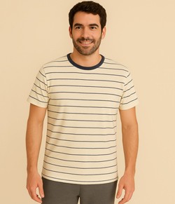 Camiseta Masculina Listrada Malwee (1000120688) 100% Algodão
