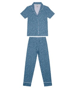 Pijama Feminino Americano Longo Malwee (1000121160) Viscose - Poá
