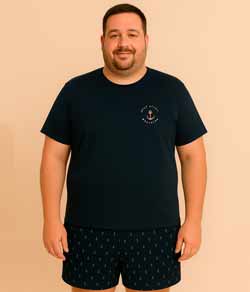 Pijama Curto Masculino Plus Size Malwee (1000121173)