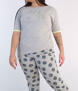 Pijama Feminino Longo Poá Malwee (1000117589) Algodão