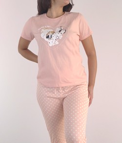 Pijama Feminino Longo Poá Malwee (1000117616) 100% Algodão