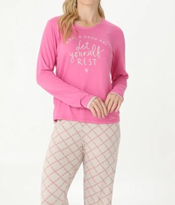 Pijama Feminino Longo Estampado Malwee (1000117622) Viscose