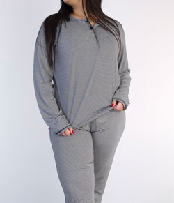 Pijama Feminino Longo Listrado Peitilho Malwee (1000117640) Viscose