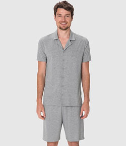 Pijama Masculino Curto Aberto Malwee (1000132835) - Cinza Mescla