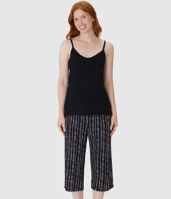 Pijama Feminino Capri Regata Estampado Malwee (1000133186) - Preto