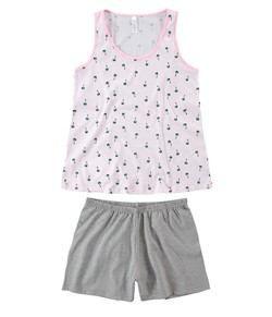 Pijama Feminino Curto Regata Coqueiros Malwee (1000073387) Algodão