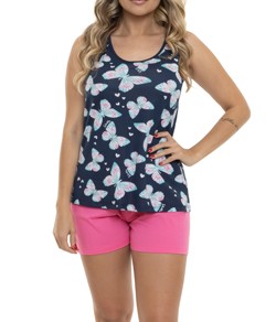 Pijama Feminino Curto Regata Borboleta Malwee (1000073387) 100% Algodão
