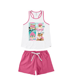 Pijama Feminino Curto Regata Gatinho Malwee (1000073402) 100% Algodão