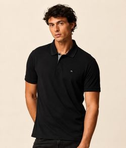 Camisa Polo Bordado Malwee (1000133947) 100% Algodão - Preto
