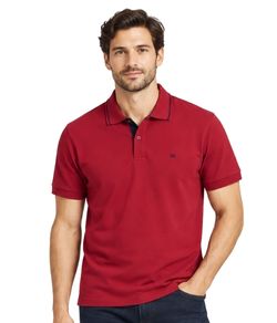 Camisa Polo Bordado Malwee (1000133947) 100% Algodão - Vermelho