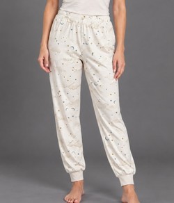 Calça Pijama Feminina Jogar Céu Estrelado Malwee (1000134448) Off White - 100% Algodão
