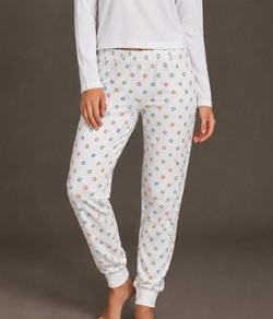 Calça Pijama Feminina Jogger Malwee (1000134448) Off White - 100% Algodão