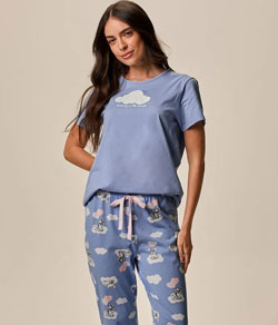 Pijama Feminino Longo Cachorrinho Malwee (1000134455) 100% Algod�o