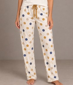 Calça Pijama Feminina Carrot Novelo Malwee (1000134457) Off White Claro - 100% Algdão