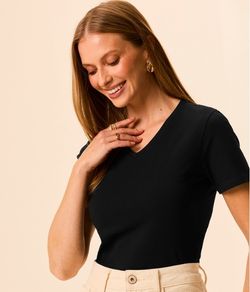 Camiseta Baby Look Cotton Light Malwee (1000004502) - Preto