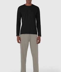 Pijama Masculino Longo Malwee (1000106436) 100% Algodão Preto