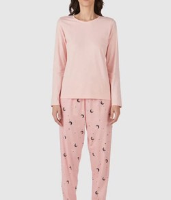 Pijama Feminino Longo Lua Malwee (1000106518) 100% Algodão Rosa