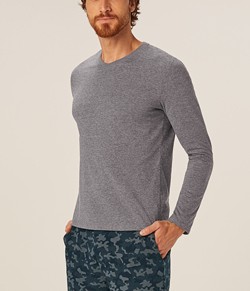 Camiseta Masculina Manga Longa Malwee (1000006663) Gola V - Algodão