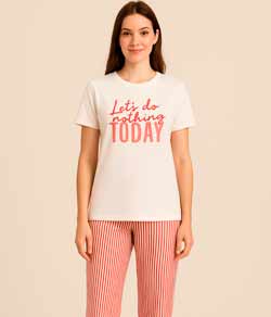 Pijama Feminino Longo Listrado Malwee (1000126838) 100% Algodão