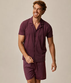 Pijama Curto Masculino Aberto Malwee (1000137011) 100% Algodão - Vinho