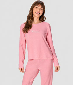 Pijama Feminino Longo Good Morning Malwee (1000137073) Algod�o - Rosa