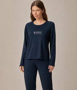 Pijama Feminino Longo Good Morning Malwee (1000137073) Algodão - Azul Marinho