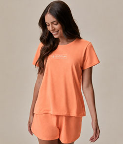 Pijama Curto Feminino Good Morning Malwee (1000137076) Laranja