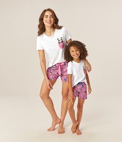Pijama Feminino Curto Panda Malwee Liberta (1000077221) Algodão