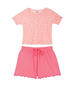 Pijama Feminino Curto Corações Malwee (1000098839) Algodão/Viscose