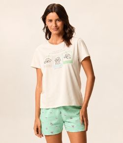 Pijama Feminino Curto Cachorrinhos Malwee (1000138921) 100% Algodão